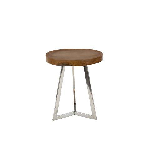 Algopix Similar Product 16 - Benzara Round Wood and Stainless Steel
