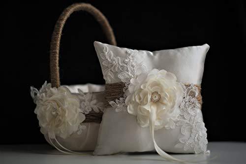 Algopix Similar Product 9 - Rustic Flower Girl Basket Burlap Ring
