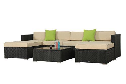 Algopix Similar Product 7 - BroyerK 7 Pcs Beige Outdoor Rattan Set