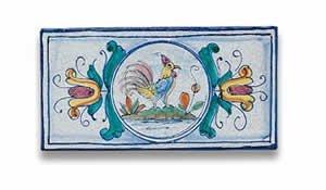 Algopix Similar Product 8 - Hand Painted Rectangular Rooster Tile 