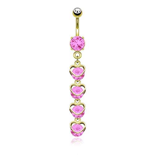 Algopix Similar Product 7 - Pierce2GO 14G 316L Gold Heart Cascade