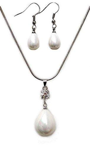 Algopix Similar Product 20 - Linpeng Pearl Bead Necklace  Earrings