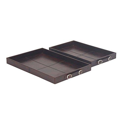 Algopix Similar Product 6 - Benzara Appealing Leather Wood Tray