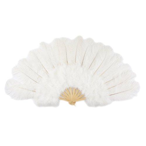 Algopix Similar Product 17 - Large Ostrich Feather Hand Fan  White