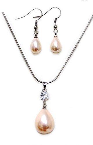 Algopix Similar Product 15 - Linpeng Pearl Necklace  Earrings Gift