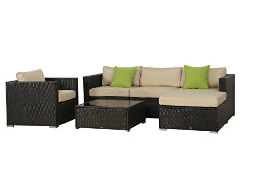 Algopix Similar Product 15 - BroyerK 6 Pcs Beige Outdoor Rattan Set