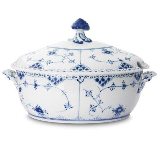 Algopix Similar Product 14 - BLUE FLUTED HALF LACE OVAL SOUP TUREEN