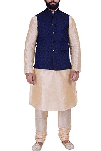 Algopix Similar Product 11 - KISAH Mens Indian Dupion Silk Kurta