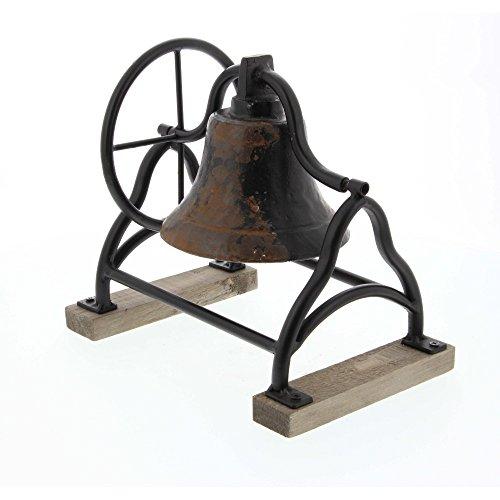 Algopix Similar Product 9 - Benzara Rusted Black Metal Wood Bell