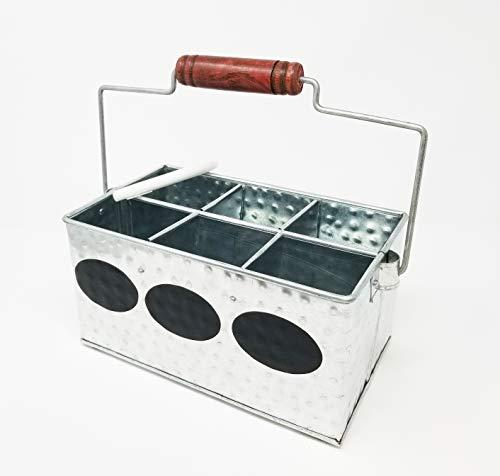 Algopix Similar Product 12 - Shabby Chic Hammered Tin Utensil Caddy