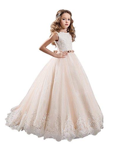 Algopix Similar Product 17 - Ivory Long Lace Flower Girl Dresses
