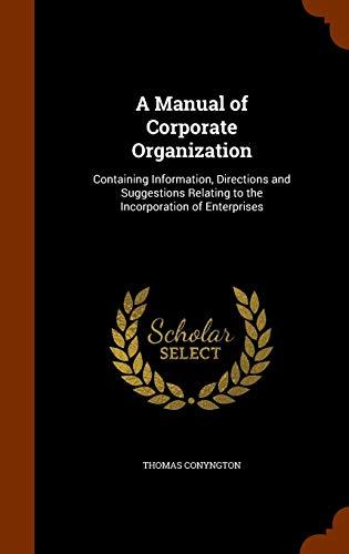 Algopix Similar Product 2 - A Manual of Corporate Organization