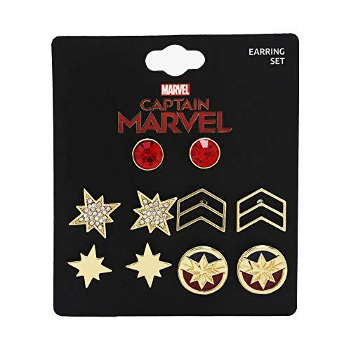 Algopix Similar Product 2 - Captain Marvel Earring Set - Set of Five