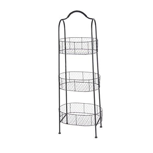 Algopix Similar Product 13 - Benzara 3 Tier Basket in Metal, Black