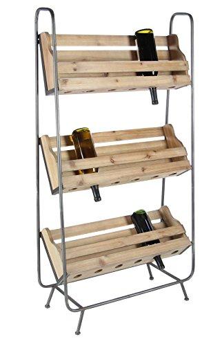 Algopix Similar Product 5 - Benzara Metal Wine Rack, Natural Wood