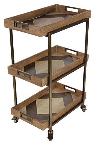 Algopix Similar Product 1 - Benzara Royal Brown Metal Wood 3 Tier