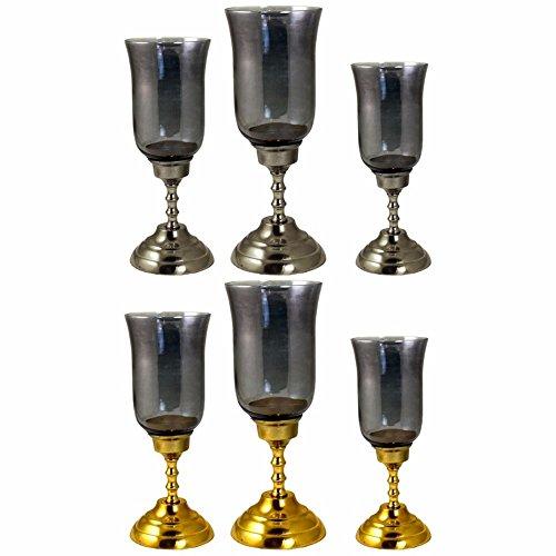 Algopix Similar Product 14 - Benzara 3Piece Metal and Glass Candle