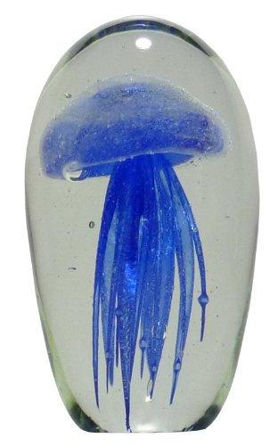 Algopix Similar Product 15 - Glass Jellyfish Paperweight Blue 6