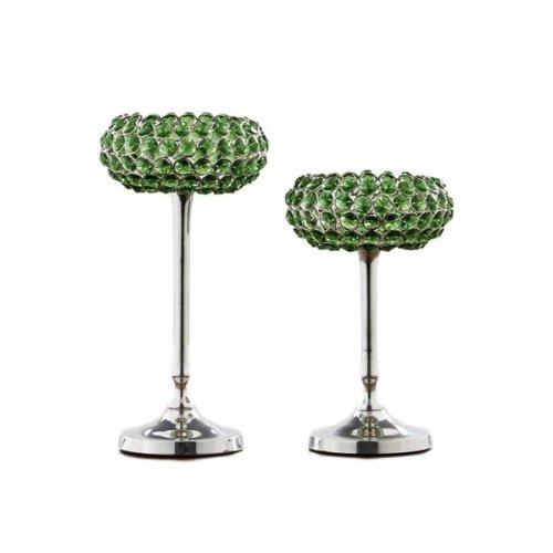 Algopix Similar Product 1 - 2 Pc Crystal Candle Holders Set in Green