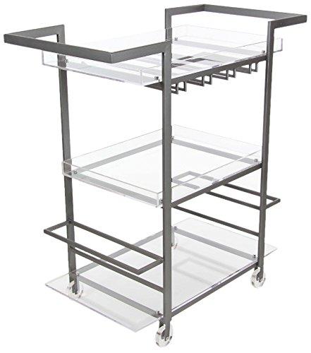 Algopix Similar Product 19 - Benzara Trendy Metal Acrylic Wine Cart