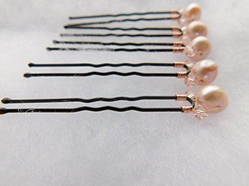 Algopix Similar Product 8 - Simple Rose Gold pearl hair pins by