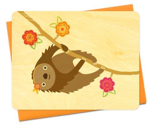 Algopix Similar Product 10 - Sylvie Sloth Wood Notecard by Night Owl