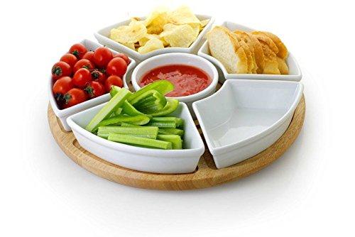 Algopix Similar Product 10 - White Porcelain Chip and Dip Server
