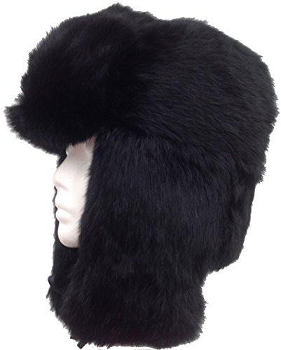 Algopix Similar Product 8 - Black Real Rabbit Fur Trooper Trapper