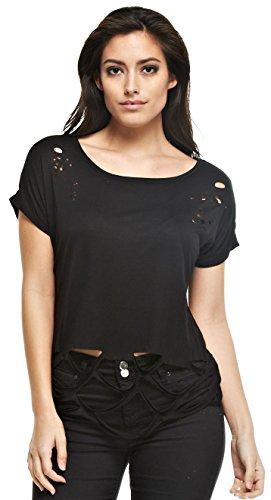 Algopix Similar Product 10 - Destroyed Solid Tees for Juniors T
