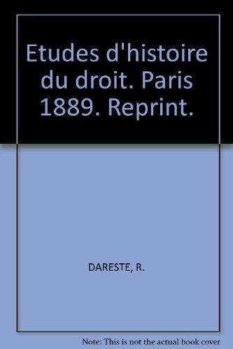 Algopix Similar Product 17 - Etudes dhistoire du droit Paris 1889