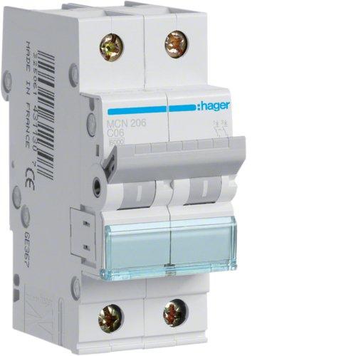 Algopix Similar Product 1 - Hager mcn206 2P Circuit Breaker