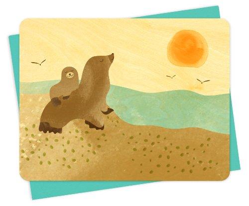Algopix Similar Product 9 - Sunning Sea Lions Wood Notecard by