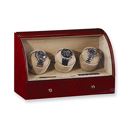 Algopix Similar Product 3 - Dark Burlwood Gloss Finish Triple Watch