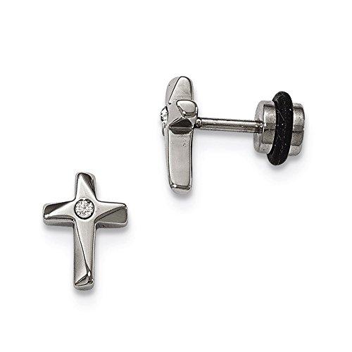 Algopix Similar Product 7 - Stainless Steel Polished CZ Cross Post