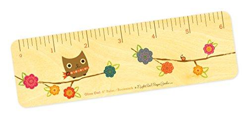 Algopix Similar Product 2 - Olive Owl Wood BookmarkRuler by Night