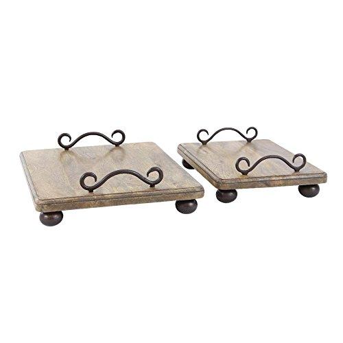 Algopix Similar Product 20 - Benzara Splendid Wood Metal Tray Set