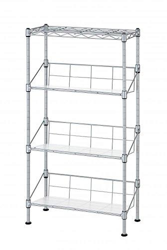 Algopix Similar Product 2 - BestOffice New Silver 4Tier Media Rack