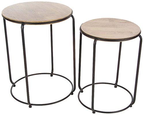 Algopix Similar Product 17 - Benzara Circular Metal Wood Nest Table