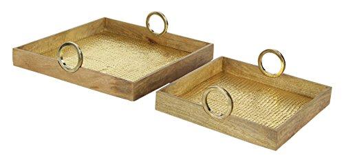 Algopix Similar Product 5 - Benzara Brass Wooden Tray with Square