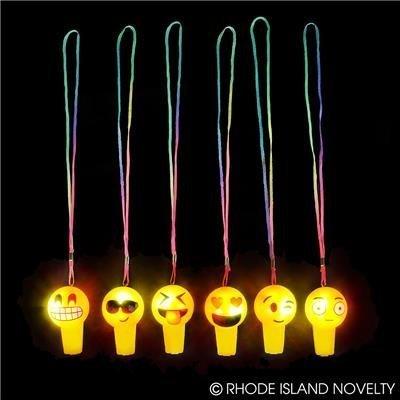 Algopix Similar Product 2 - 24 EMOJI Light up Whistle Necklaces 