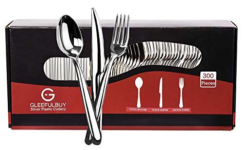 Algopix Similar Product 17 - Silver Plastic Cutlery  300 Piece Set