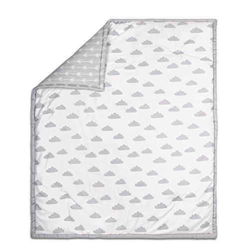Algopix Similar Product 15 - Grey on White Cloud Design Baby Crib
