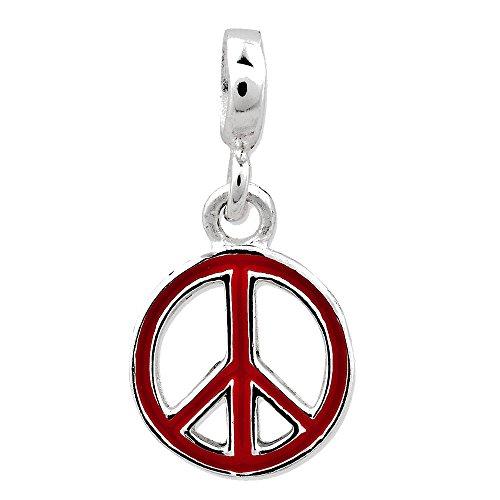 Algopix Similar Product 2 - Sterling Silver Red Enameled Peace Sign