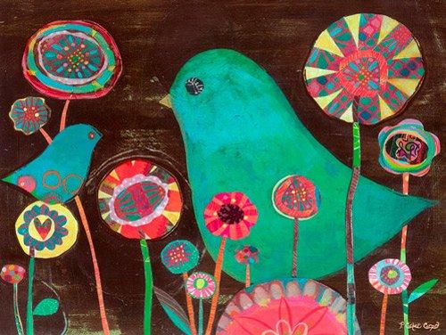 Algopix Similar Product 19 - Oopsy Daisy Garden Birds Canvas Wall