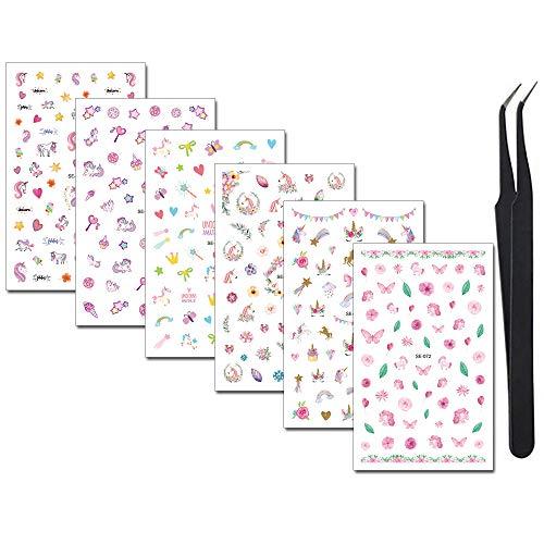 Algopix Similar Product 5 - WOKOTO 6 Sheets Nail Adhesive Stickers