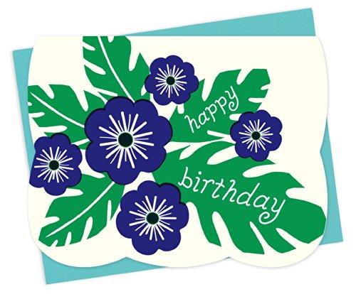 Algopix Similar Product 7 - Indigo Flowers Letterpress Birthday
