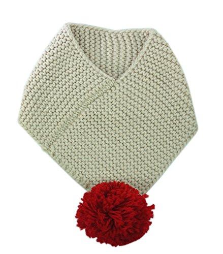 Algopix Similar Product 14 - Pom Pom Cute Kids Scarf - Cream & Red