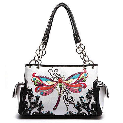 Algopix Similar Product 5 - Western Handbag  Colorful Dragonfly