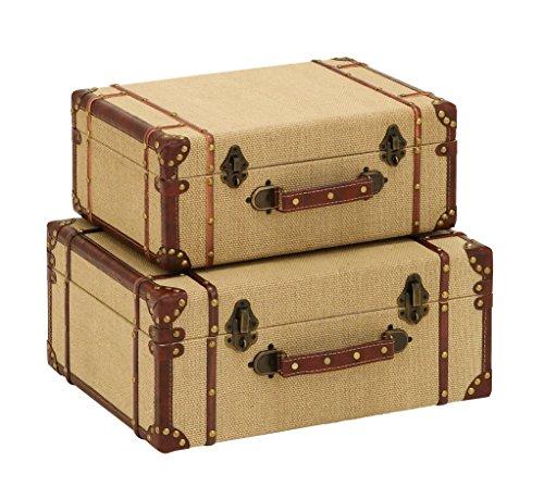Algopix Similar Product 7 - Benzara Old Look Burlap Travel Suitcase