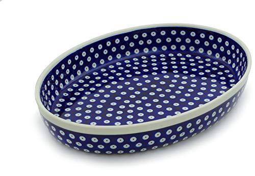 Algopix Similar Product 9 - Polish Pottery 14inch Oval Baker Blue